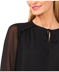 CeCe Women's Long Sleeve Ruffle Detail Top