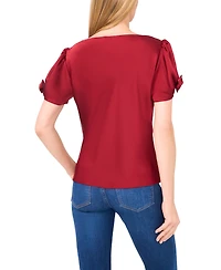 CeCe Women's Cowl Neck Bubble Short Sleeves Top