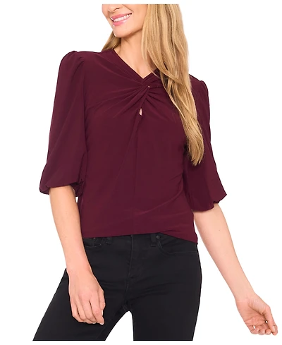 CeCe Women's Twist Keyhole Knit Top