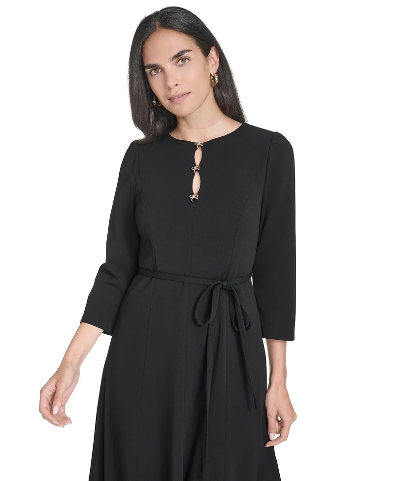 Jessica Howard Petite Fit and Flare 3/4-Sleeve Midi Dress
