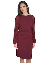 Jessica Howard Petite Side Ruched Long Sleeve Dress