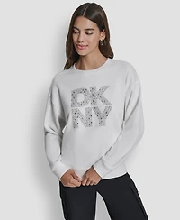 Dkny Jeans Women's Rhinestone Crew Neck Sweatshirt