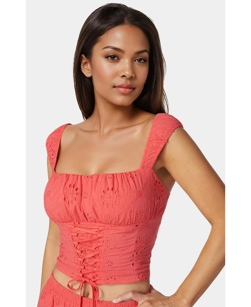 Bebe Women's Eyelet Lace Up Corset