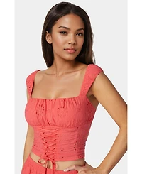 Bebe Women's Eyelet Lace Up Corset