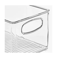 mDesign Plastic Home Office Storage Organizer Bin with Handles - 4 Pack - Clear