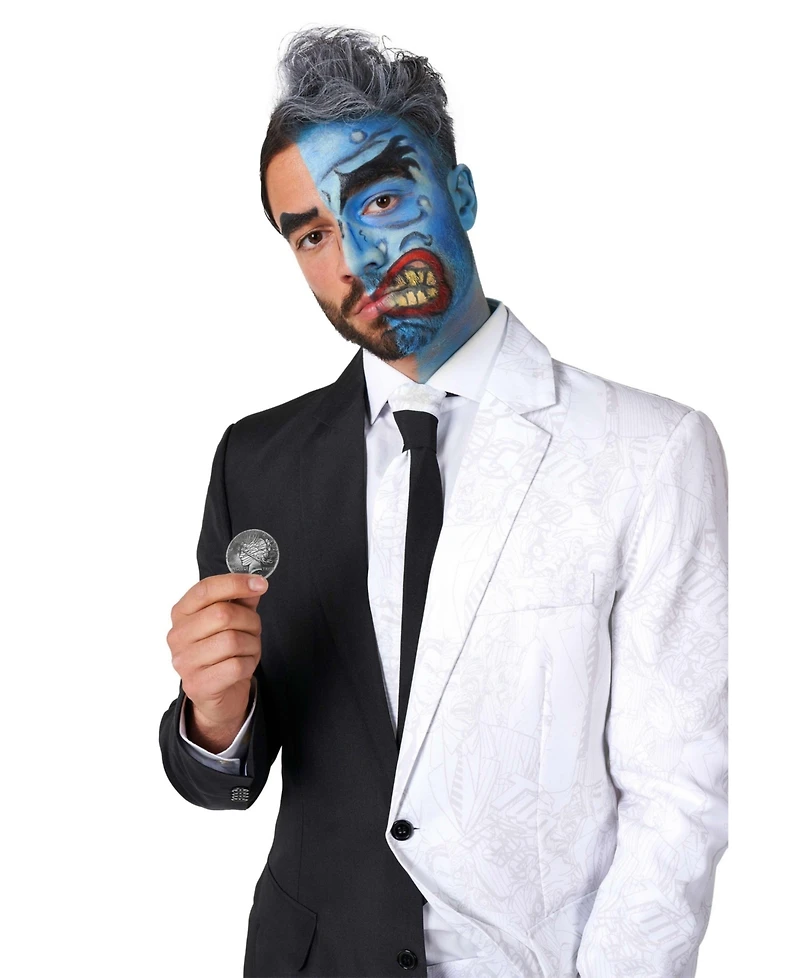 Suitmeister Men's Halloween Costume - Official Two Face Dc Characters Slim Fit Suit Black and White