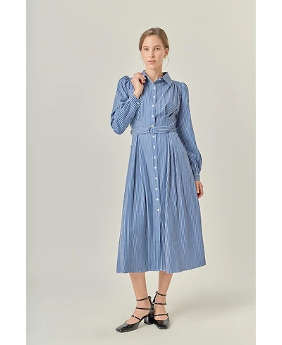 English Factory Women's Striped Shirt Midi Dress