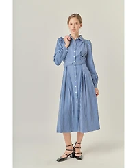 English Factory Women's Striped Shirt Midi Dress