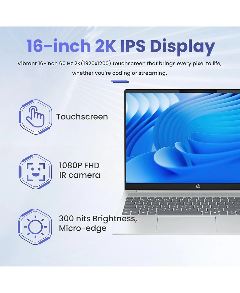Hp OmniBook 16" Premium Traditional Laptop Amd Ryzen Ai 7 350 32GB Ram Amd Radeon Graphics 1TB Ssd Storage Windows 11 Home Fhd+ 60Hz - Silver