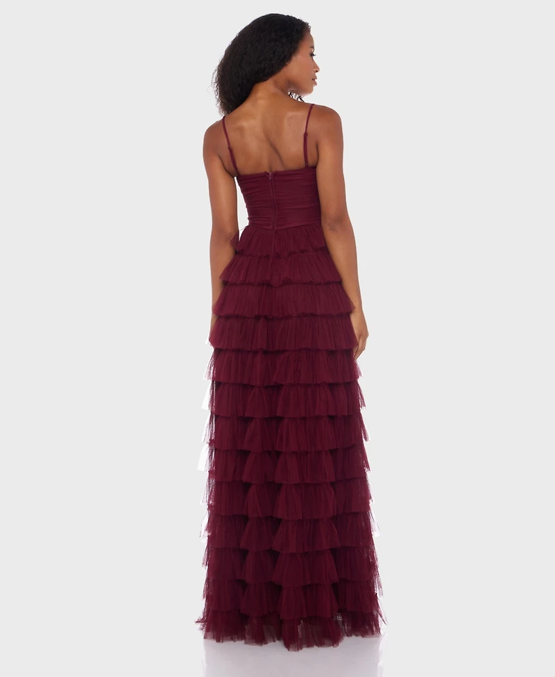 B Darlin Junior's Spaghetti Strap Square Neck Ruffle Dress