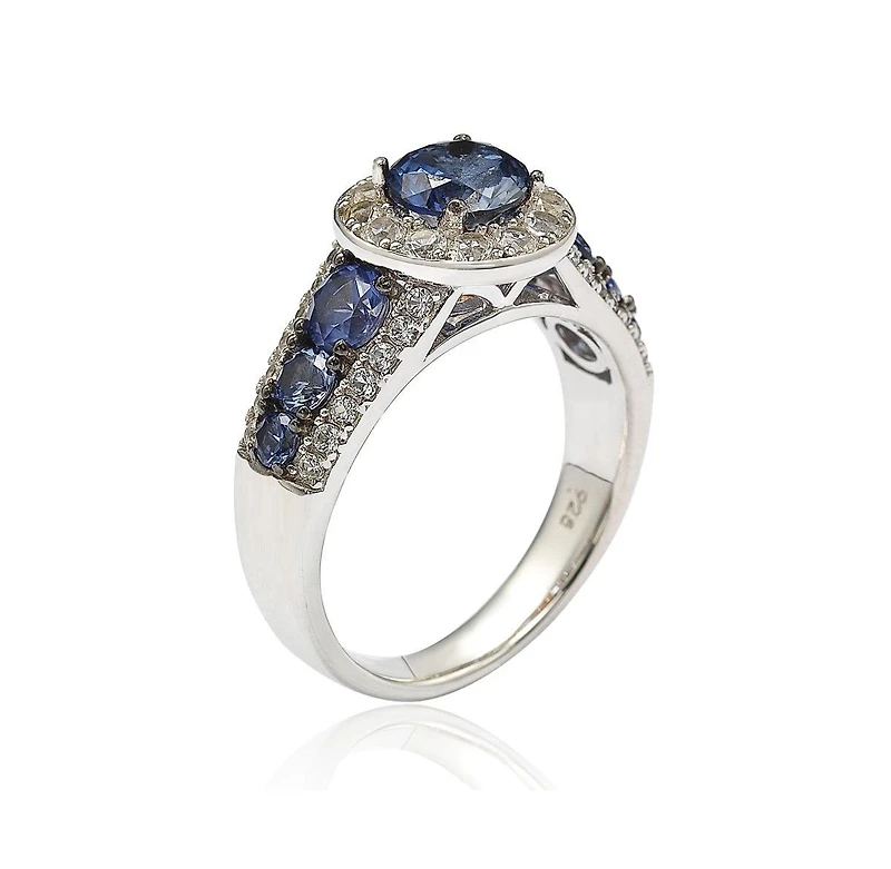 Suzy Levian New York Sterling Silver Sapphire 7 Stone Ring