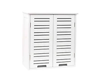 Slickblue Bathroom Wall-Mount Cabinet with Louver Doors, Wood Finish for Stylish Storage