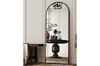 Antok Full Length Mirror, 64"x21" Floor Mirror, Arch Floor Standing Mirror Freestanding Arch Full Body with Stand for Bedroom, Hanging Mount