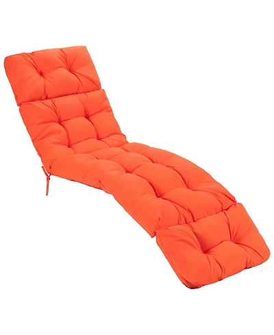 Gymax 73-inch Chaise Lounge Cushion Thickened Recliner Cushion w/ 4 String Ties