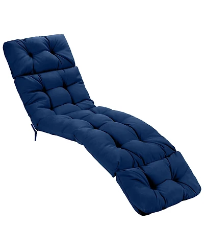 Gymax 73-inch Chaise Lounge Cushion Thickened Recliner w/ 4 String Ties
