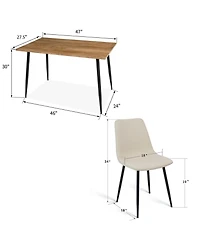 Maison Boucle Modern 4-Piece Dining Set with 47" x 27" Rectangular Table, 19" Seat Height, 4 Upholstered Chairs, Compact, Stylish, Easy Assembly-Maiso