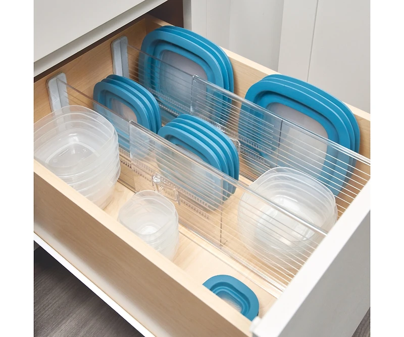 iDesign Recycled Plastic Adjustable Drawer Dividers - Set of 2 - Clear