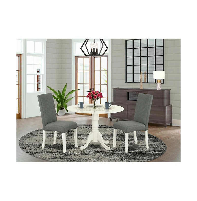 East West Furniture Dining Room Set Linen White
