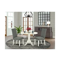 East West Furniture Dining Room Set Linen White