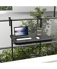 Costway Folding Hanging Table Outdoor Railing Table with 3-Level Adjustable Height