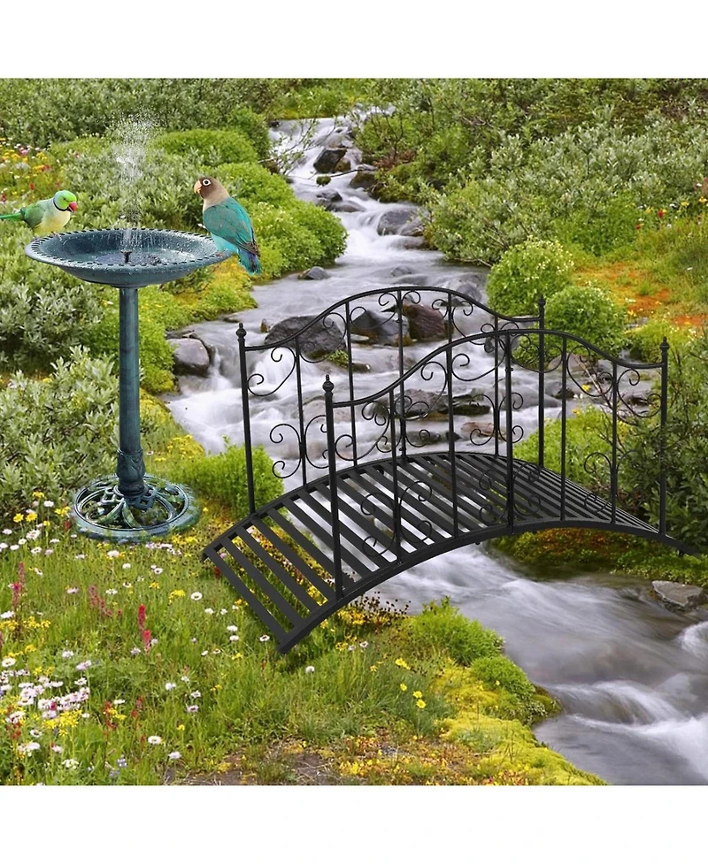 Slickblue Sturdy Outdoor Rust-Proof Metal Arch Garden Bridge for Durable Landscaping