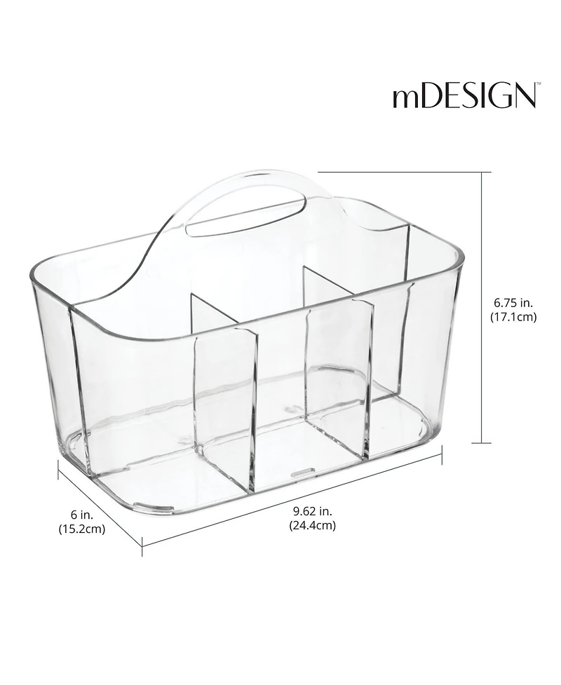 mDesign Small Plastic Caddy Tote for Desktop Office Supplies, 2 Pack, Clear