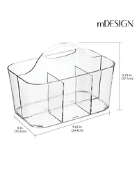mDesign Small Plastic Caddy Tote for Desktop Office Supplies, 2 Pack, Clear