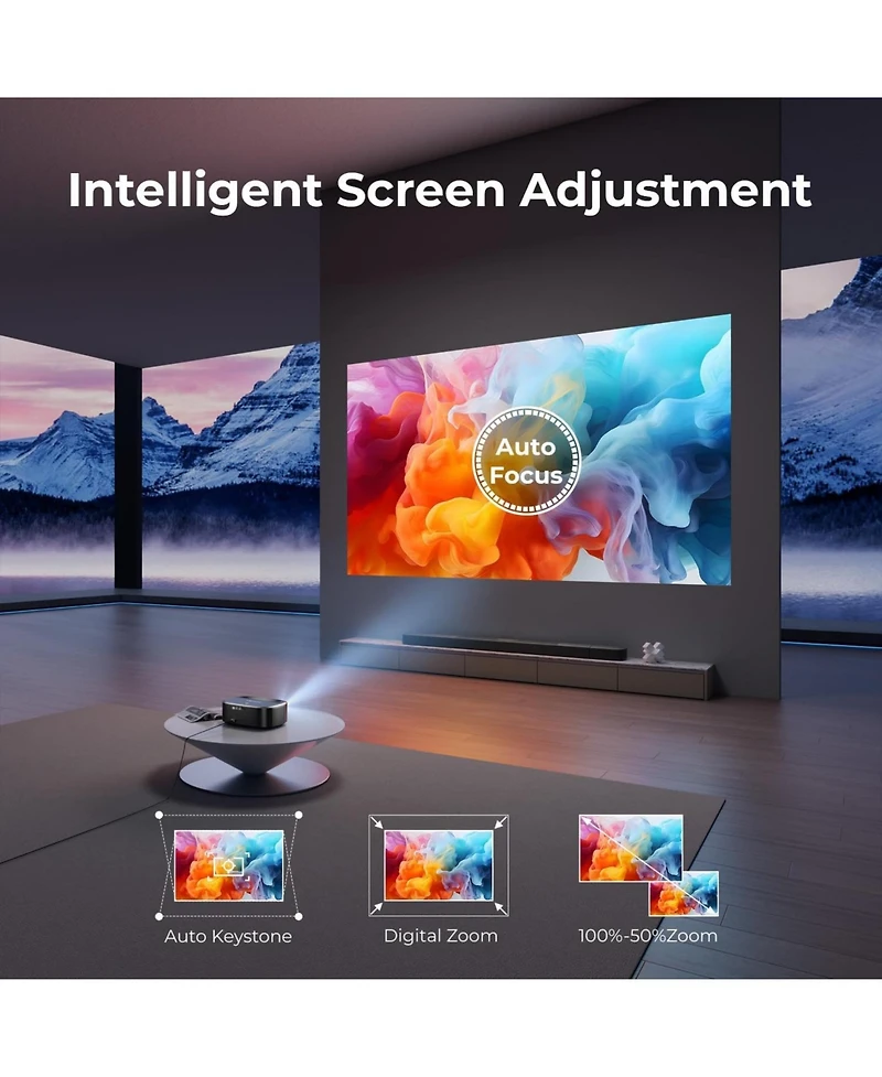 Elephas 4K Projector with Wifi and Bluetooth, Outdoor Movie Projector with Netflix/Prime Video/YouTube Built-in, 100,000+ Apps Supported