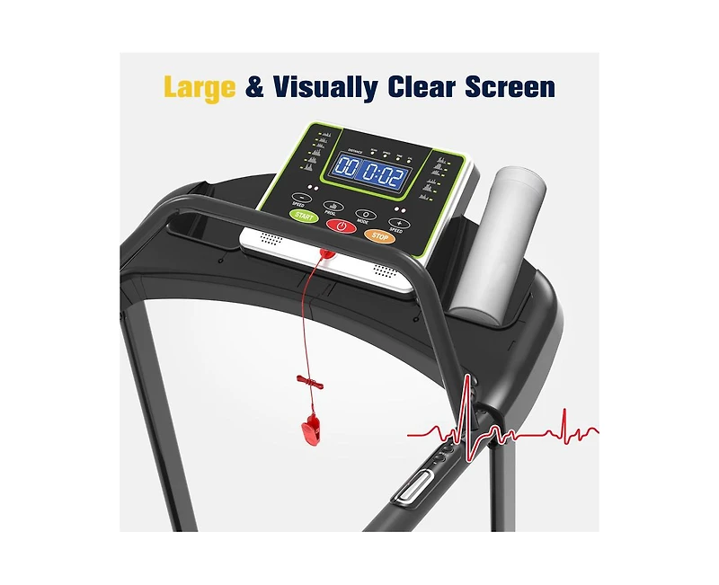 Redliro Senior Treadmill with Long Side Handrails, 300lbs Capacity, Led Display & Heart Rate Sensor, Safe Walking Treadmill for Elderly