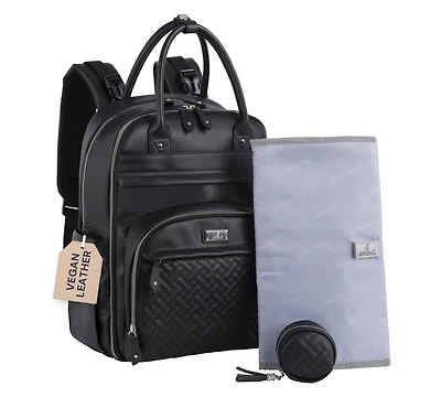 BabbleRoo Premium Faux Leather Diaper Bag Backpack Spacious & Stylish Nappy Organizer Light Brown