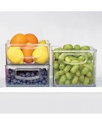 iDesign Plastic Stackable Pantry Bins with Handles, 3 Pack, Clear, Made in Usa
