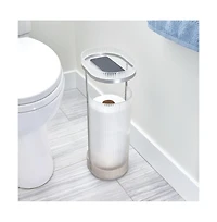iDesign Fluted Toilet Paper Storage Holder with Shelf - Clear/Satin/Gray