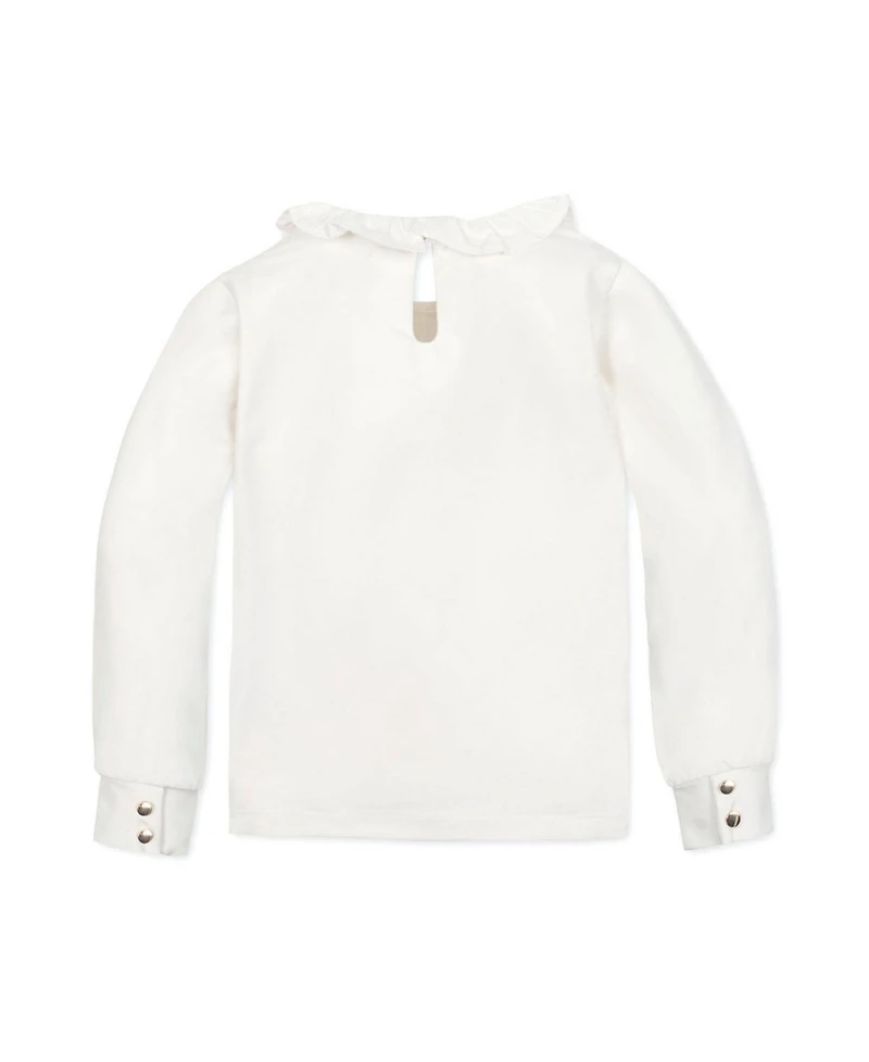 Hope & Henry Little and Big Girls' Organic Long Sleeve Ruffle Collar Knit Top
