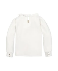 Hope & Henry Little and Big Girls' Organic Long Sleeve Ruffle Collar Knit Top