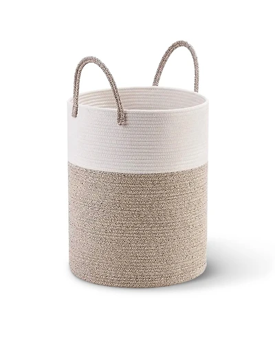 Cheer Collection Large Laundry Hamper (15" x 19.7") - 2 Tone Tan