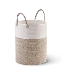 Cheer Collection Large Laundry Hamper (15" x 19.7") - 2 Tone Tan