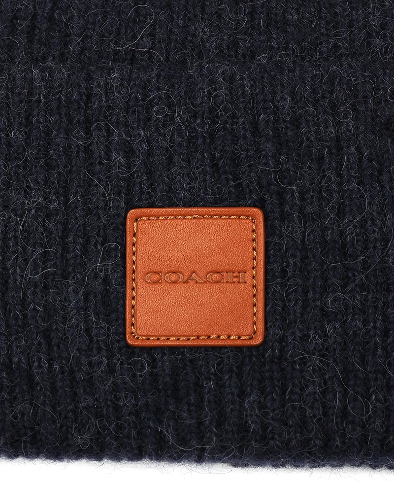 Coach Men's Leather Patch Bean Hat