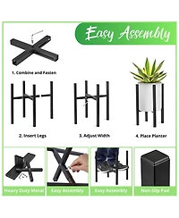 Sorbus Adjustable Metal Plant Stand – Mid Century Style Flower Pot Holder, 10 to 16 Inches Planter Stand for Modern Home Decor