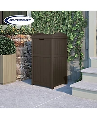 Suncast Trash Hideaway Outdoor 33 Gallon Garbage Waste Can Bin, Java (2 Pack)