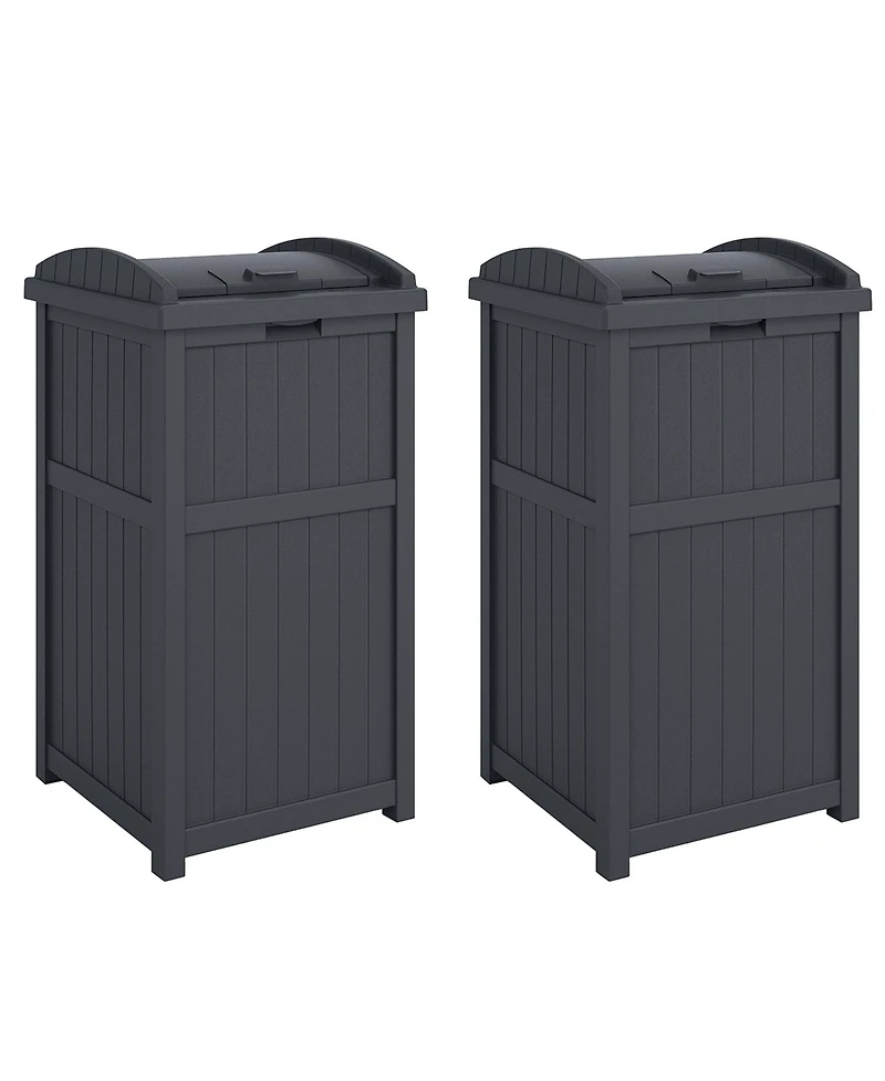 Suncast Suncast 30 Gallon Hideaway Trash Waste Bins for Outdoor, Cyberspace (2 Pack)