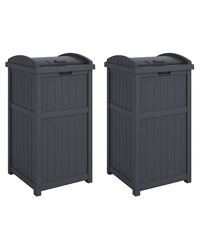 Suncast Suncast 30 Gallon Hideaway Trash Waste Bins for Outdoor, Cyberspace (2 Pack)