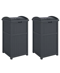 Suncast Suncast 30 Gallon Hideaway Trash Waste Bins for Outdoor, Cyberspace (2 Pack)