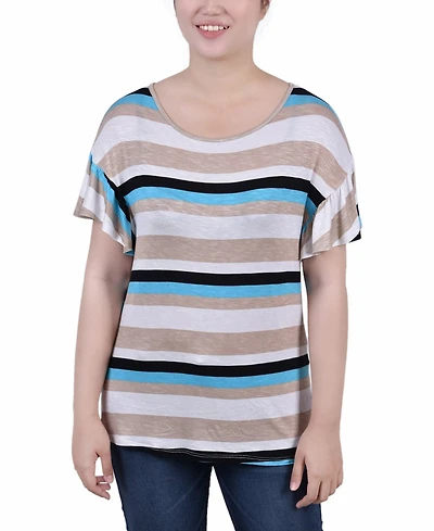 Ny Collection Petite Short Flutter Sleeve Top