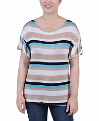 Ny Collection Petite Short Flutter Sleeve Top