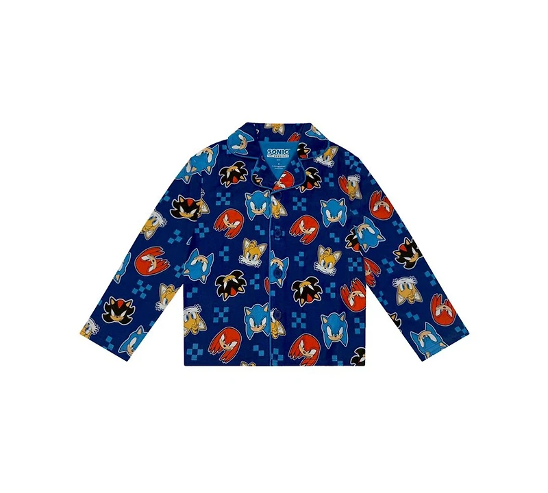 Sonic Little and Big Boys 2-Piece Coat Style Top Pants Pajama Set