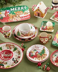 Certified International Santa's Retro Christmas Chip Dip Platter
