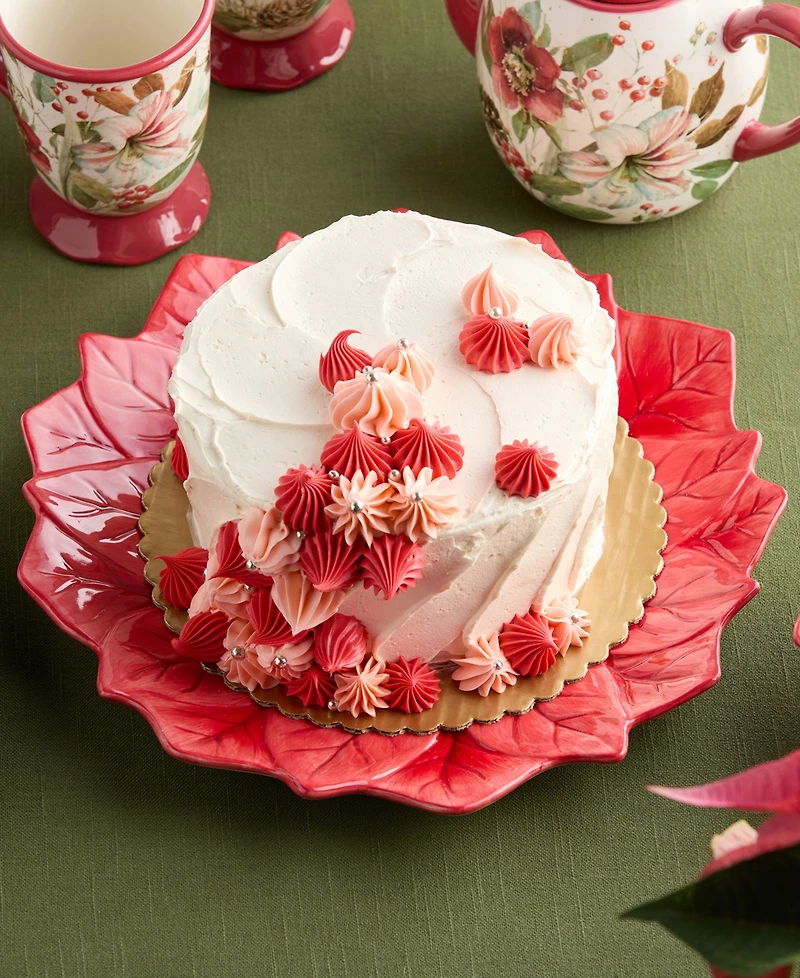 Certified International Winter Blooms 3-d Poinsettia Platter