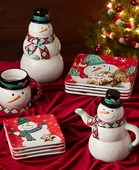 Certified International Christmas Whimsy Snowman 3-d Cookie Jar