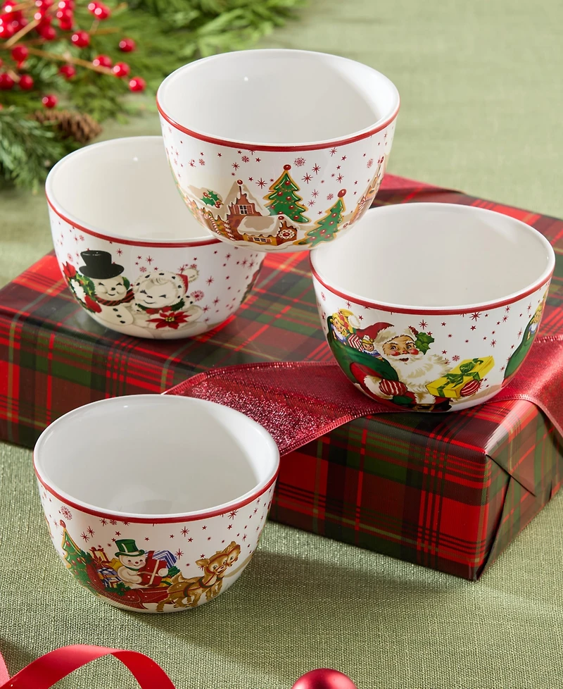 Certified International Santa's Retro Christmas Ice Cream Bowls, Set of 4