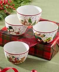 Certified International Santa's Retro Christmas Ice Cream Bowls, Set of 4